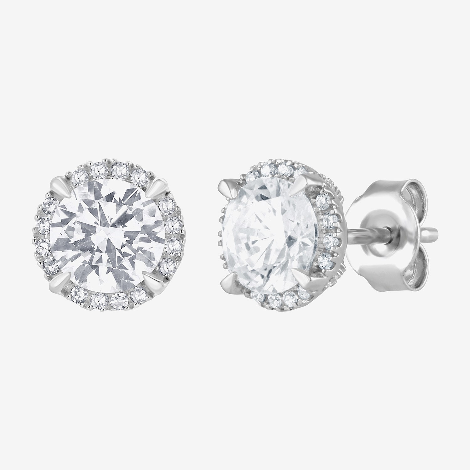 (G/Si1-Si2) 2 CT. T.W. Lab Grown White Diamond Sterling Silver 7.5mm Round Stud Earrings