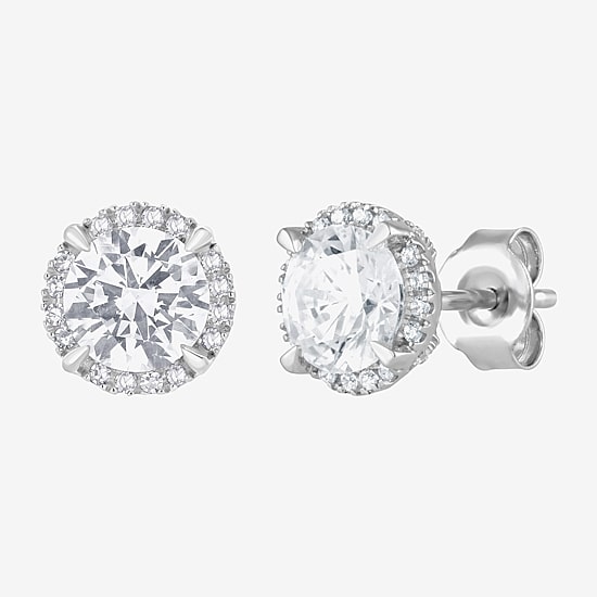 (G/Si1-Si2) 2 CT. T.W. Lab Grown White Diamond Sterling Silver 7.5mm Round Stud Earrings