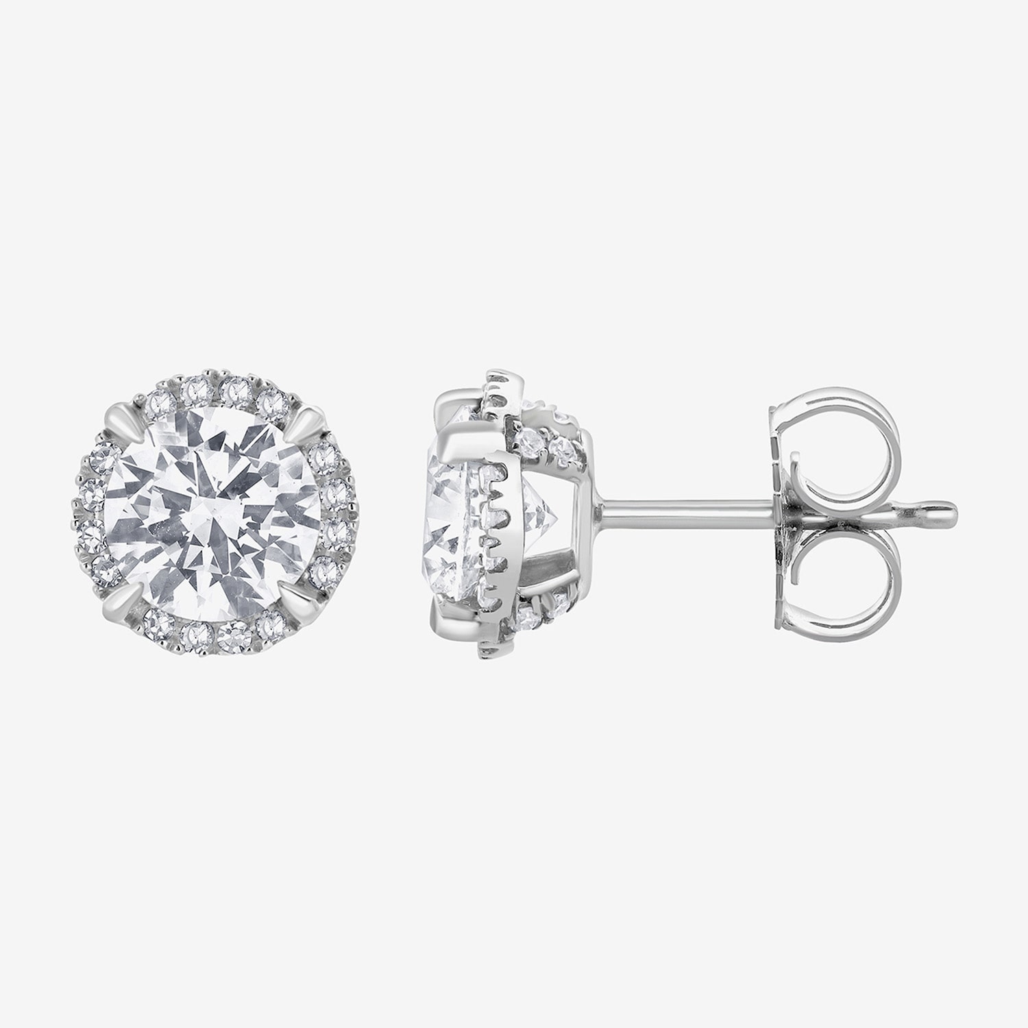 (G/Si1-Si2) 2 CT. T.W. Lab Grown White Diamond Sterling Silver 7.5mm Round Stud Earrings