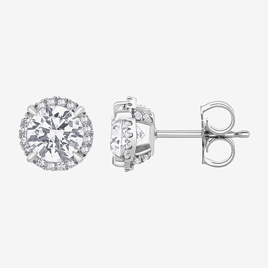 (G/Si1-Si2) 2 CT. T.W. Lab Grown White Diamond Sterling Silver 7.5mm Round Stud Earrings
