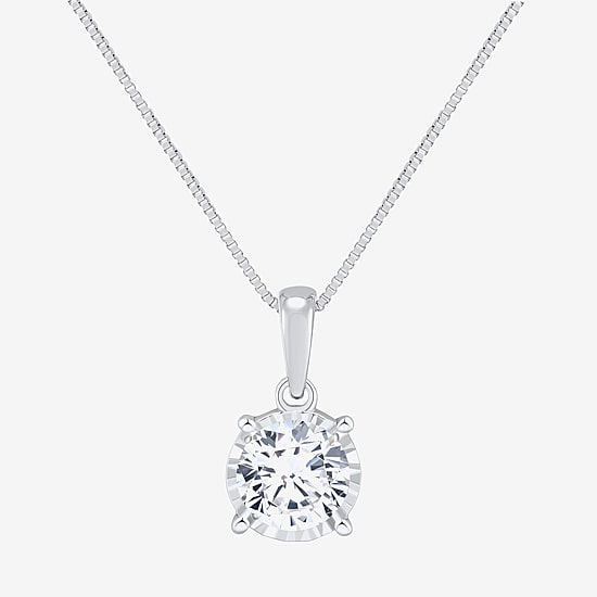 (H-I/Si2) Womens 3/4 CT. T.W. Lab Grown White Diamond Sterling Silver Round 18 Inch Pendant Necklace