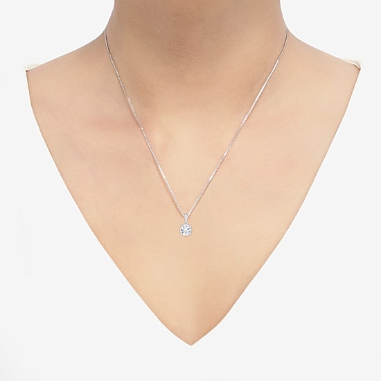 (H-I/Si2) Womens 3/4 CT. T.W. Lab Grown White Diamond Sterling Silver Round 18 Inch Pendant Necklace
