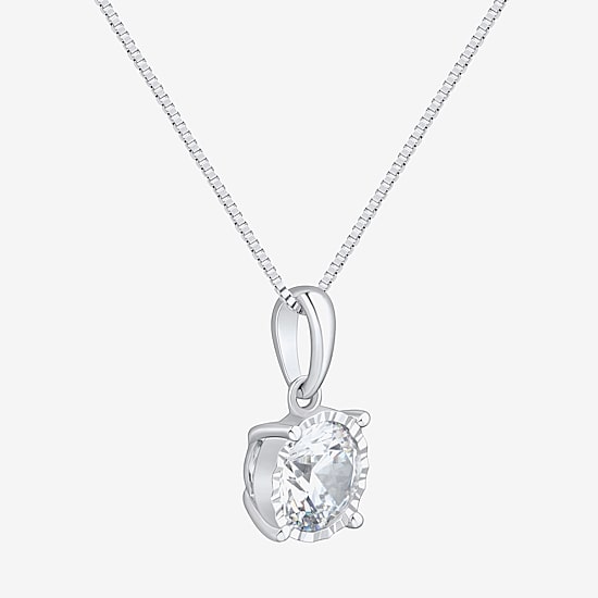 (H-I/Si2) Womens 3/4 CT. T.W. Lab Grown White Diamond Sterling Silver Round 18 Inch Pendant Necklace