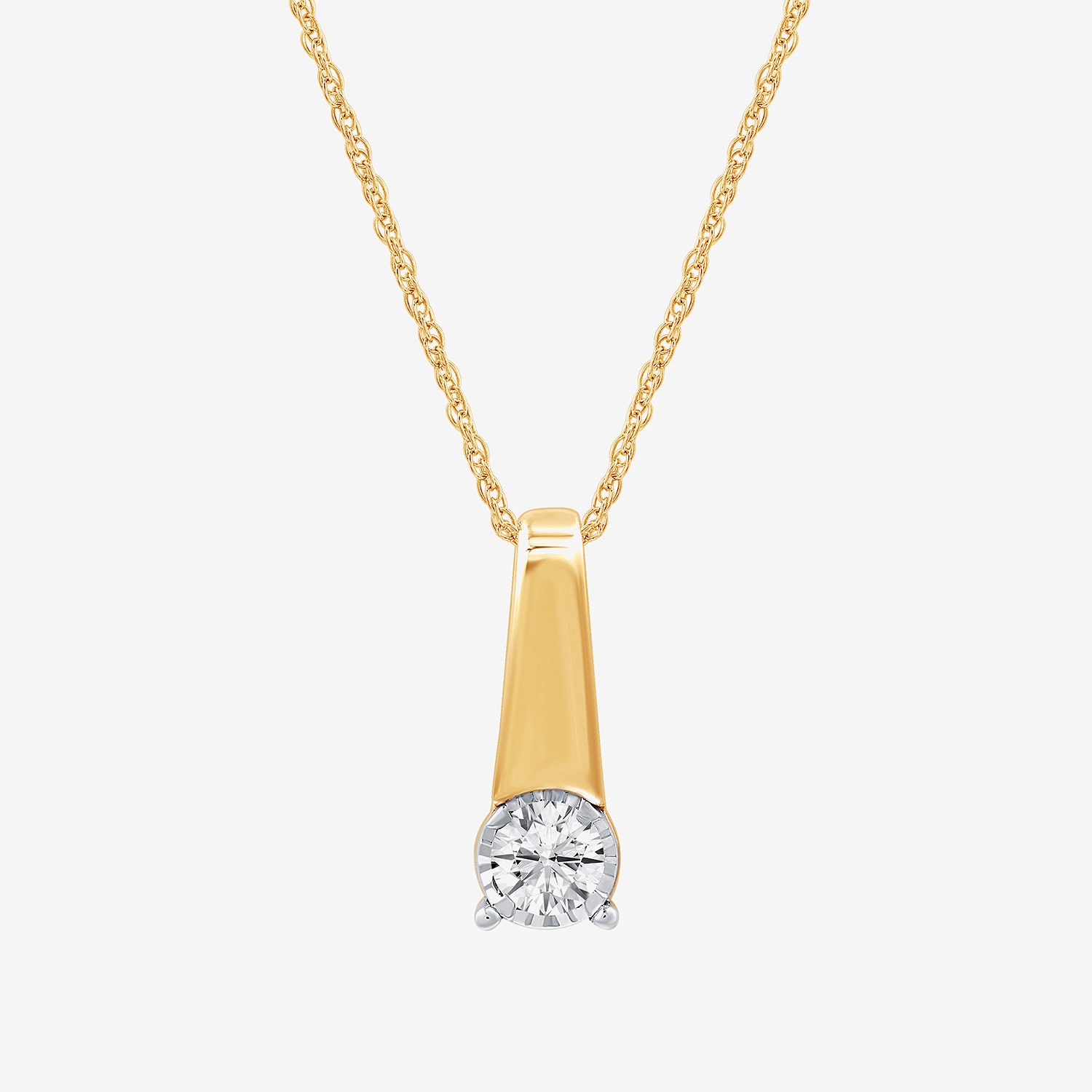 (F / Si1-Si2) Womens 1/4 CT. T.W. Lab Grown White Diamond 14K Gold Over Silver Bar 18 Inch Pendant Necklace
