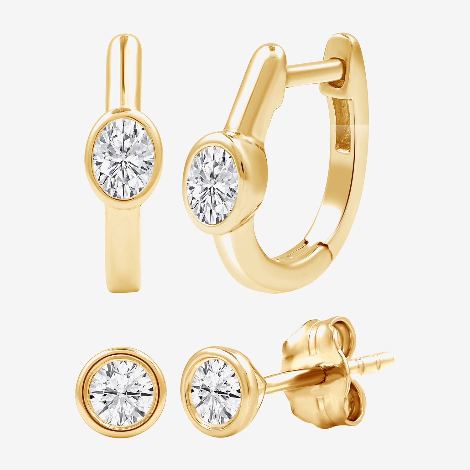 (F / Si1-Si2) Womens 5/8 CT. T.W. Lab Grown White Diamond 14K Gold Over Silver 2-pc. Earring Set