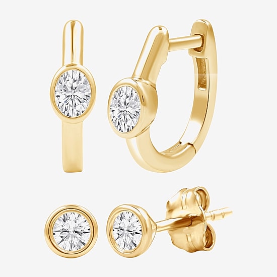 (F / Si1-Si2) Womens 5/8 CT. T.W. Lab Grown White Diamond 14K Gold Over Silver 2-pc. Earring Set