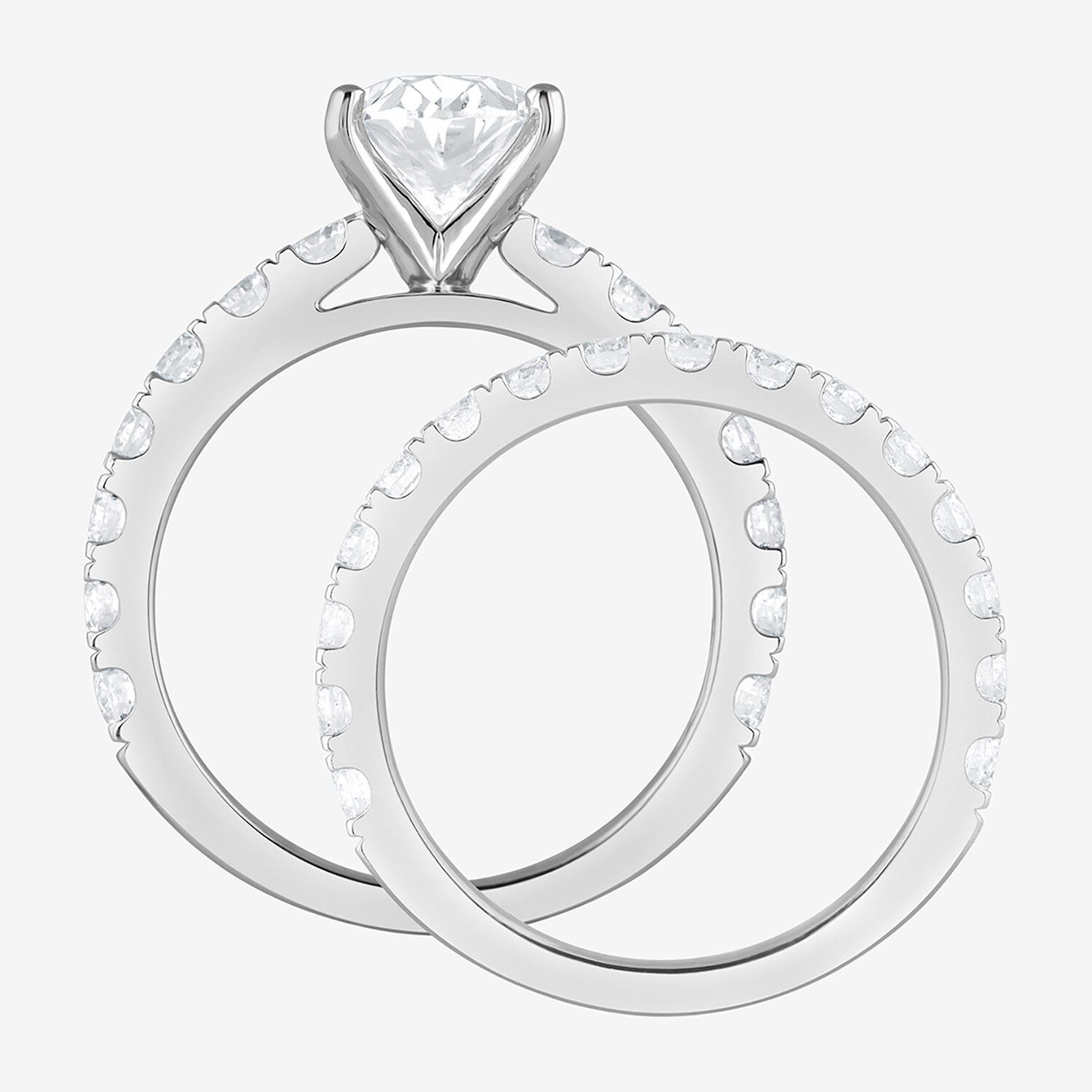 (G / Si1-Si2) Womens 4 CT. T.W. Lab Grown White Diamond Sterling Silver Oval Side Stone Bridal Set