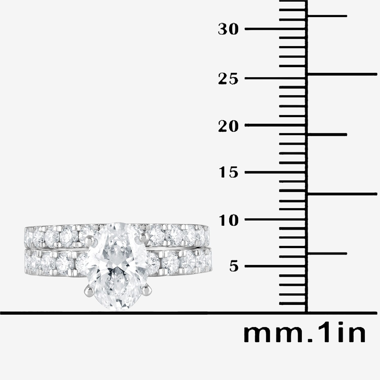(G / Si1-Si2) Womens 4 CT. T.W. Lab Grown White Diamond Sterling Silver Oval Side Stone Bridal Set