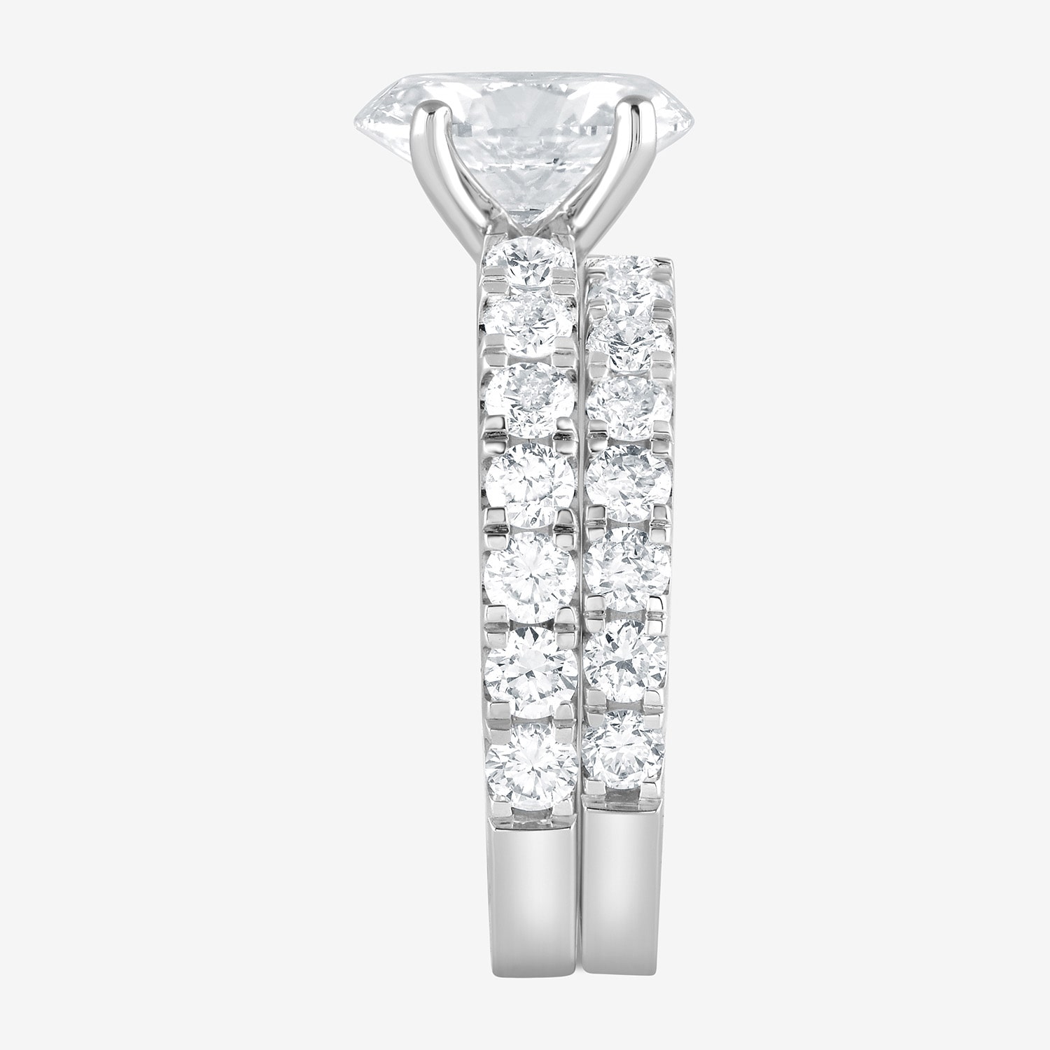 (G / Si1-Si2) Womens 4 CT. T.W. Lab Grown White Diamond Sterling Silver Oval Side Stone Bridal Set