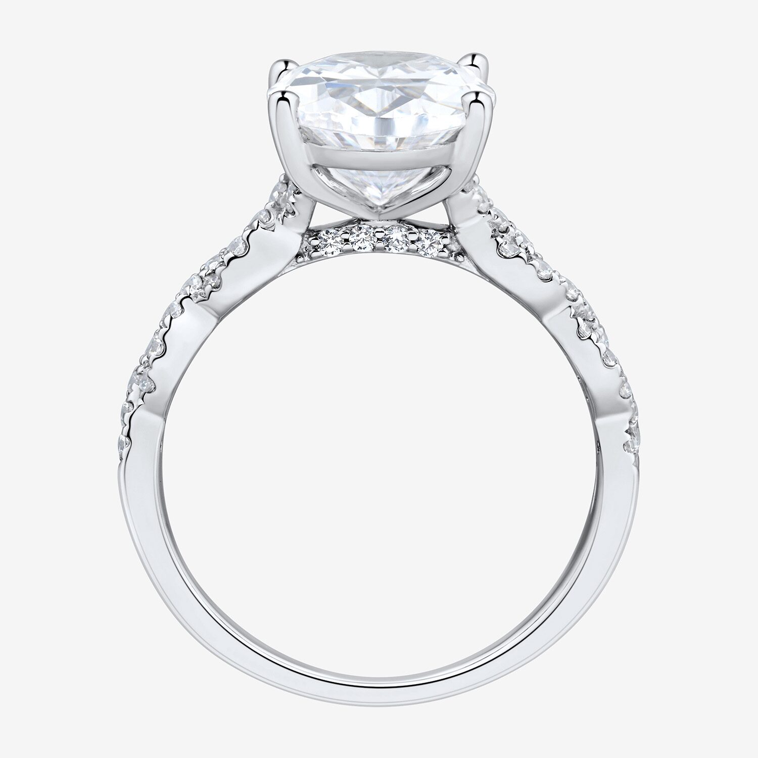 Signature By Modern Bride (H-I / Si2) Womens 4 1/3 Ct. T.W. Lab Grown White Diamond 10K Gold Oval Side Stone Engagement Ring