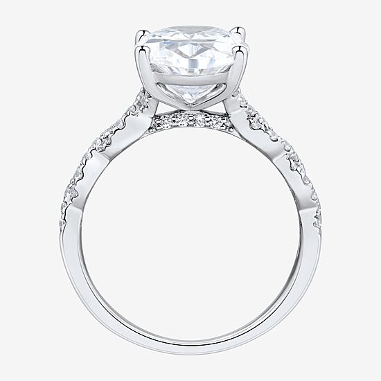Signature By Modern Bride (H-I / Si2) Womens 4 1/3 Ct. T.W. Lab Grown White Diamond 10K Gold Oval Side Stone Engagement Ring