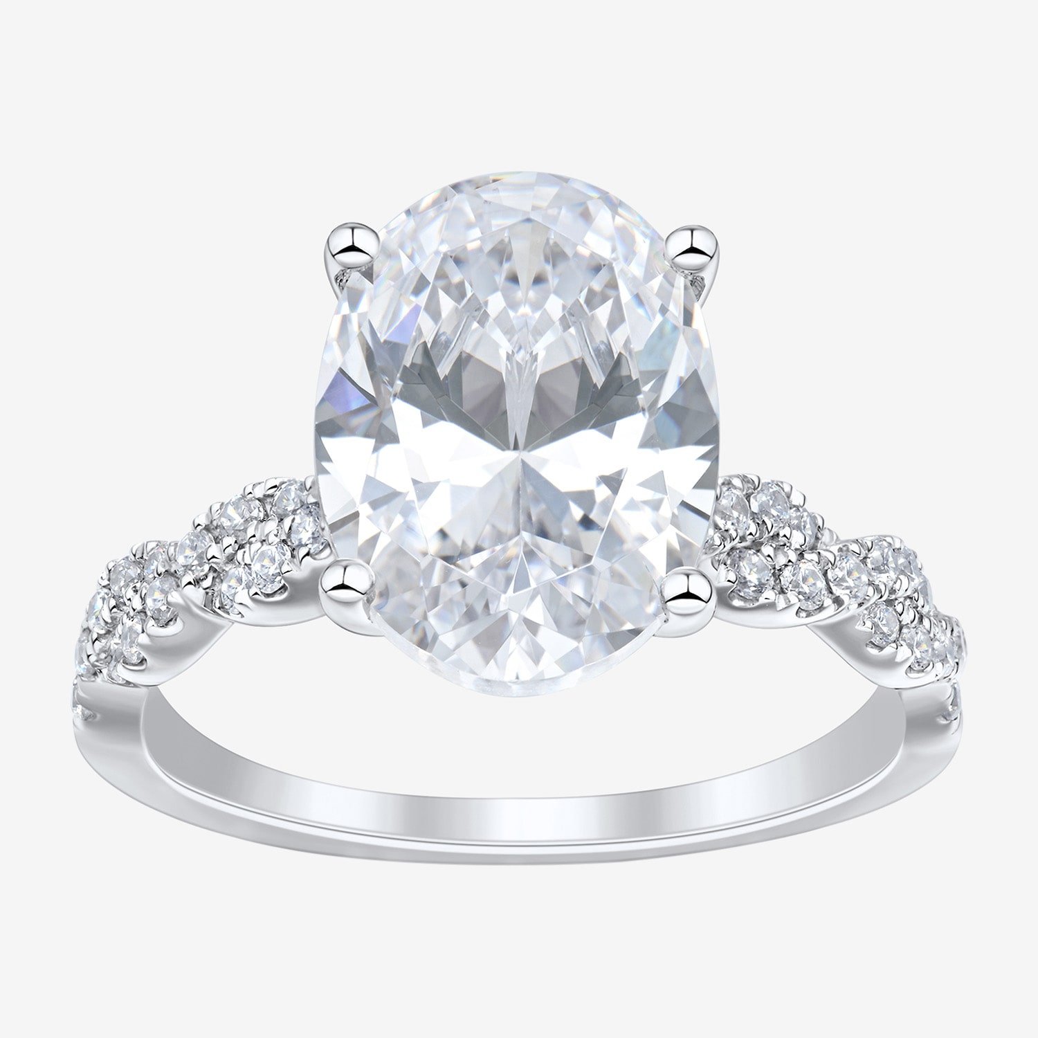Signature By Modern Bride (H-I / Si2) Womens 4 1/3 Ct. T.W. Lab Grown White Diamond 10K Gold Oval Side Stone Engagement Ring
