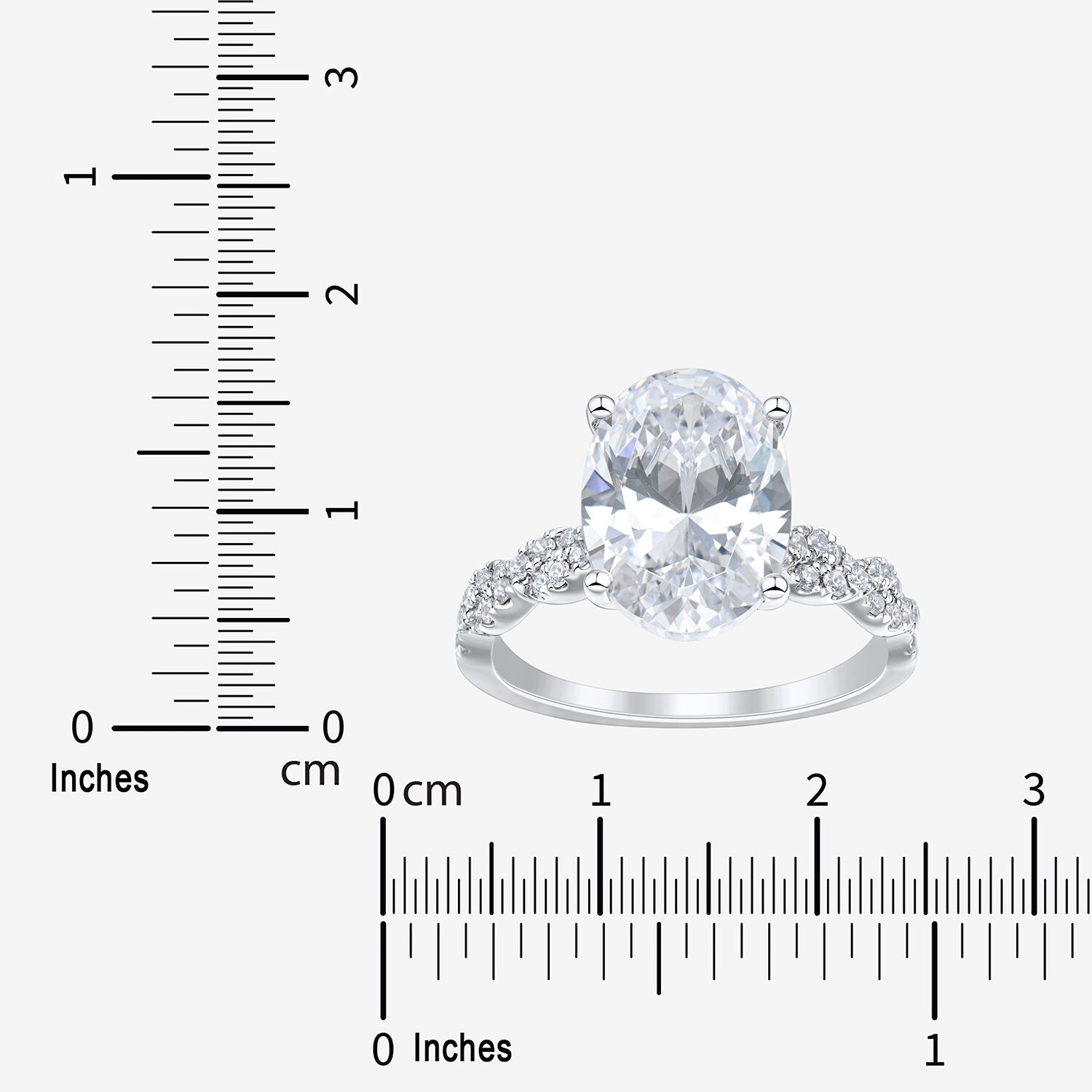 Signature By Modern Bride (H-I / Si2) Womens 4 1/3 Ct. T.W. Lab Grown White Diamond 10K Gold Oval Side Stone Engagement Ring
