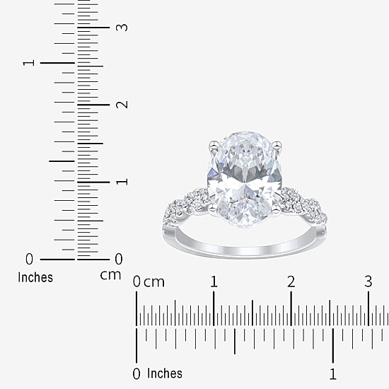Signature By Modern Bride (H-I / Si2) Womens 4 1/3 Ct. T.W. Lab Grown White Diamond 10K Gold Oval Side Stone Engagement Ring