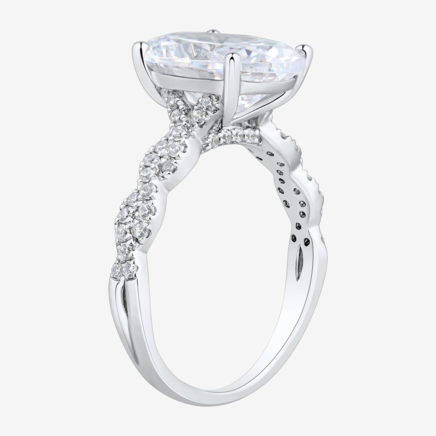 Signature By Modern Bride (H-I / Si2) Womens 4 1/3 Ct. T.W. Lab Grown White Diamond 10K Gold Oval Side Stone Engagement Ring