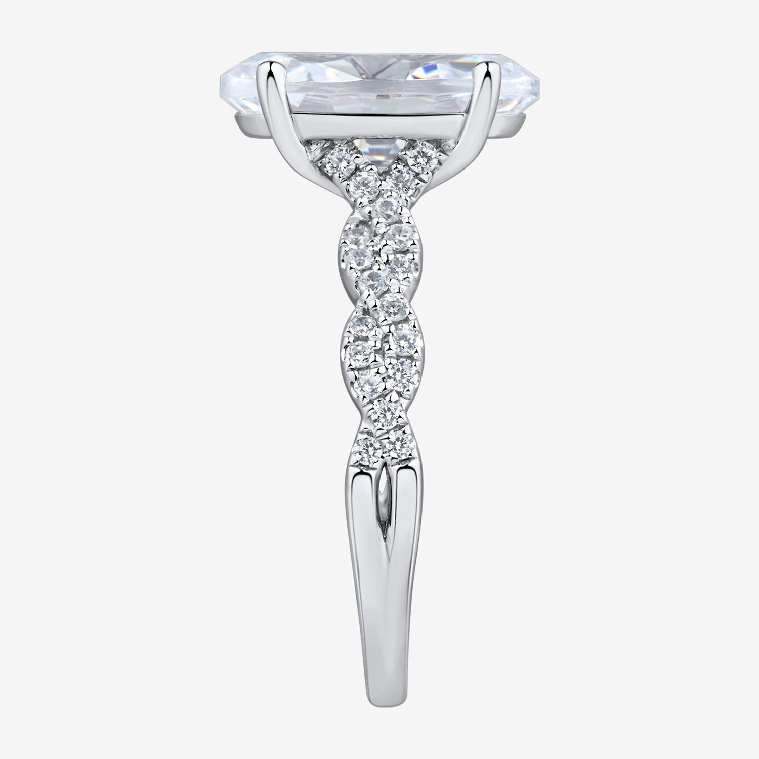 Signature By Modern Bride (H-I / Si2) Womens 4 1/3 Ct. T.W. Lab Grown White Diamond 10K Gold Oval Side Stone Engagement Ring