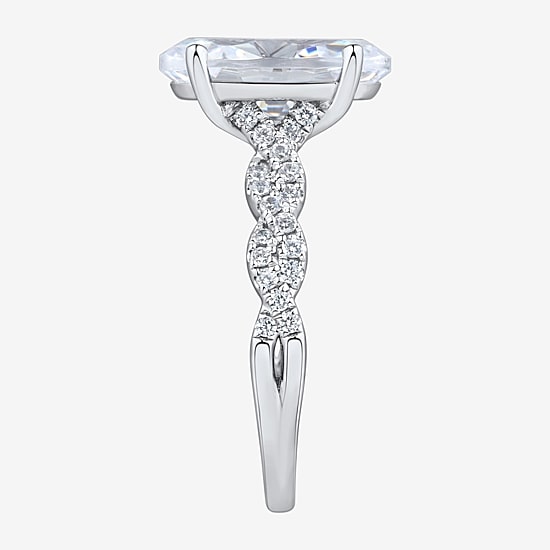Signature By Modern Bride (H-I / Si2) Womens 4 1/3 Ct. T.W. Lab Grown White Diamond 10K Gold Oval Side Stone Engagement Ring