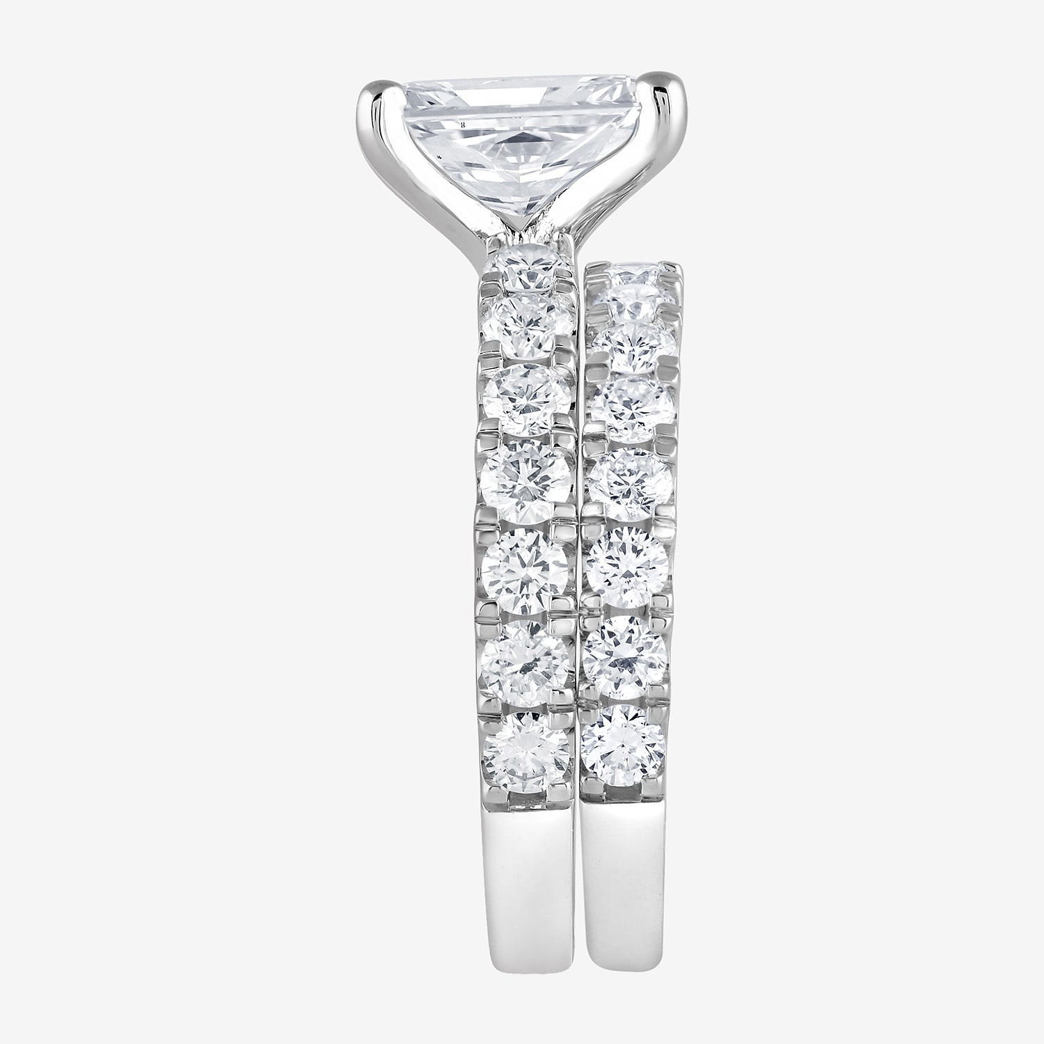 (G / Si1-Si2) Womens 4 CT. T.W. Lab Grown White Diamond Sterling Silver Rectangular Side Stone Bridal Set
