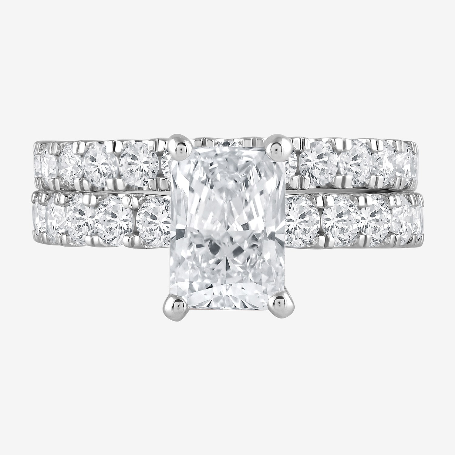 (G / Si1-Si2) Womens 4 CT. T.W. Lab Grown White Diamond Sterling Silver Rectangular Side Stone Bridal Set