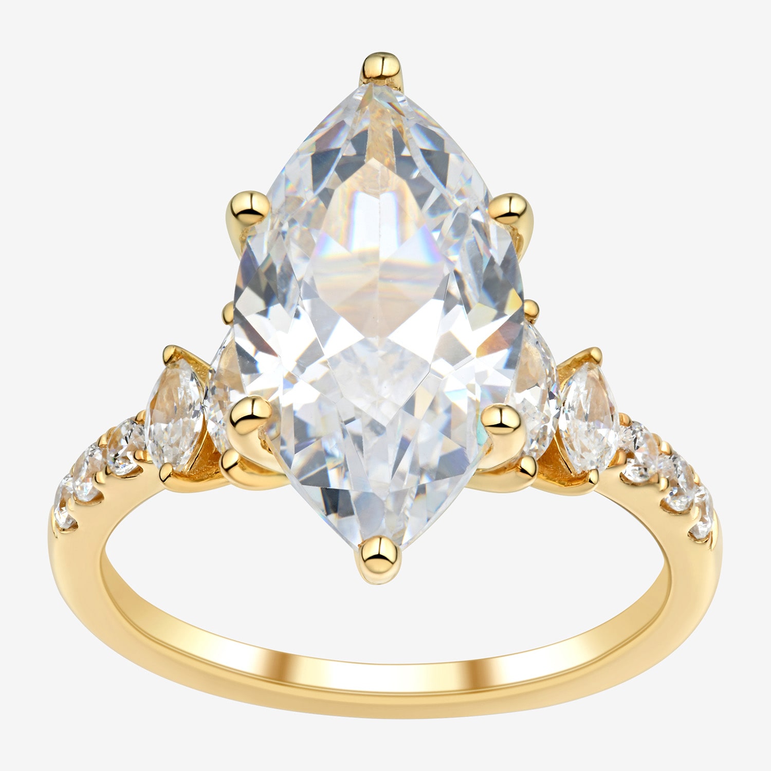Signature By Modern Bride (H-I / Si2) Womens 4 3/4 CT. T.W. Lab Grown White Diamond 10K Gold Marquise Side Stone Engagement Ring