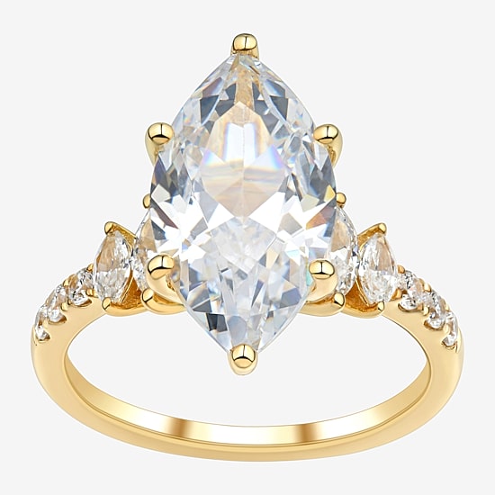 Signature By Modern Bride (H-I / Si2) Womens 4 3/4 CT. T.W. Lab Grown White Diamond 10K Gold Marquise Side Stone Engagement Ring