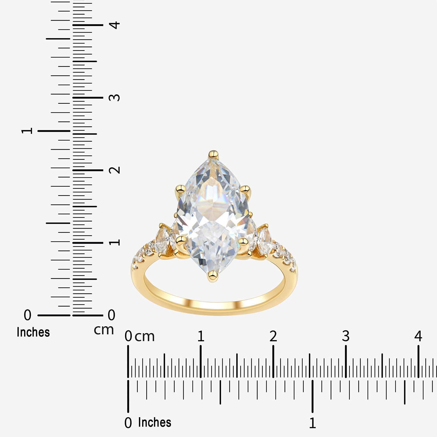 Signature By Modern Bride (H-I / Si2) Womens 4 3/4 CT. T.W. Lab Grown White Diamond 10K Gold Marquise Side Stone Engagement Ring