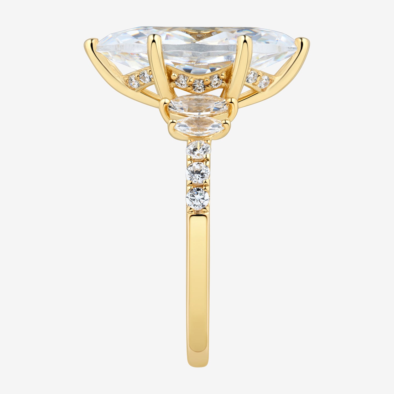 Signature By Modern Bride (H-I / Si2) Womens 4 3/4 CT. T.W. Lab Grown White Diamond 10K Gold Marquise Side Stone Engagement Ring