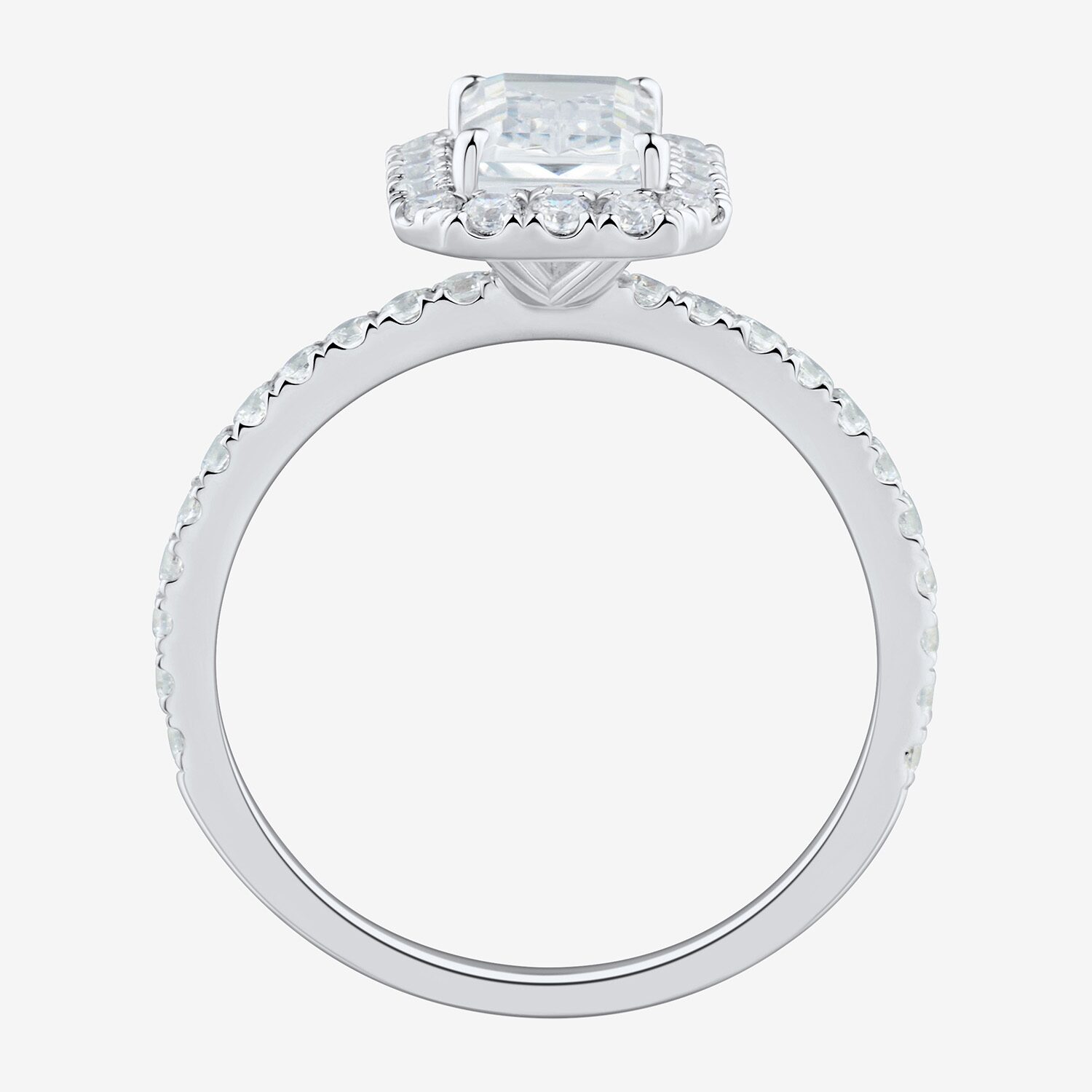 (H-I / Si2) Womens 2 CT. T.W. Lab Grown White Diamond 10K Gold Side Stone Halo Engagement Ring