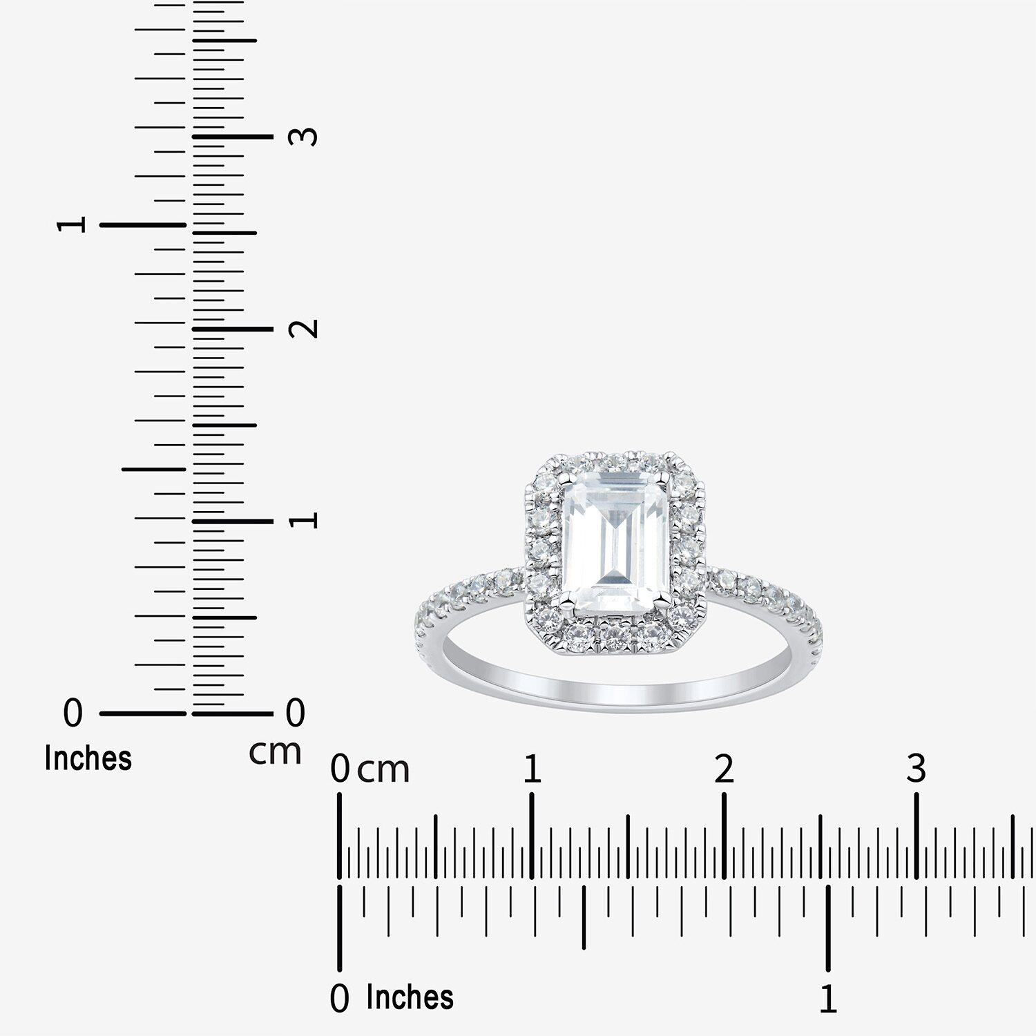 (H-I / Si2) Womens 2 CT. T.W. Lab Grown White Diamond 10K Gold Side Stone Halo Engagement Ring