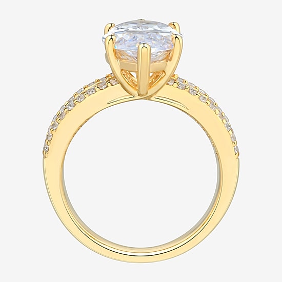 Signature By Modern Bride (H-I / Si2) Womens 6 1/2 Ct. T.W. Lab Grown White Diamond 10K Gold Marquise Side Stone Engagement Ring
