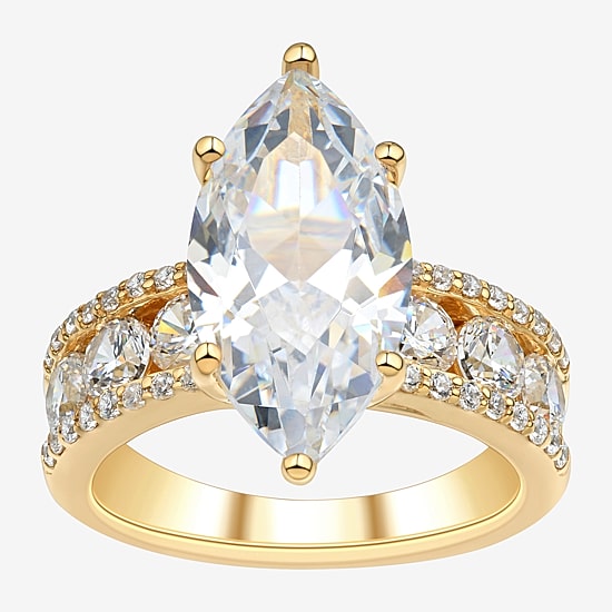 Signature By Modern Bride (H-I / Si2) Womens 6 1/2 Ct. T.W. Lab Grown White Diamond 10K Gold Marquise Side Stone Engagement Ring
