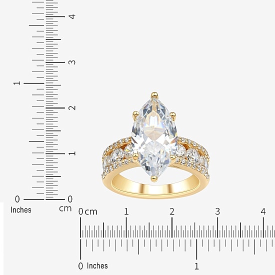 Signature By Modern Bride (H-I / Si2) Womens 6 1/2 Ct. T.W. Lab Grown White Diamond 10K Gold Marquise Side Stone Engagement Ring
