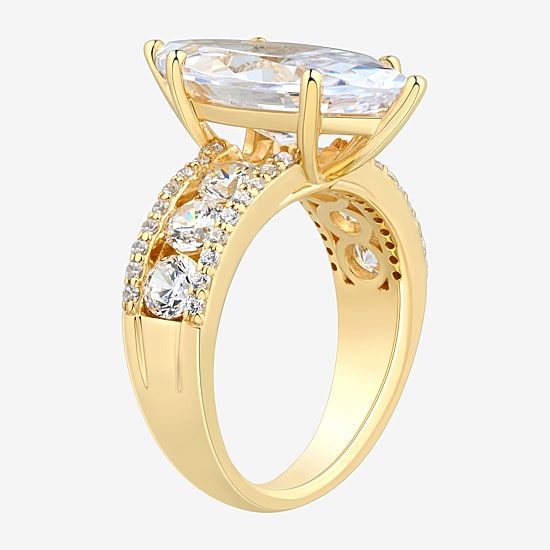 Signature By Modern Bride (H-I / Si2) Womens 6 1/2 Ct. T.W. Lab Grown White Diamond 10K Gold Marquise Side Stone Engagement Ring
