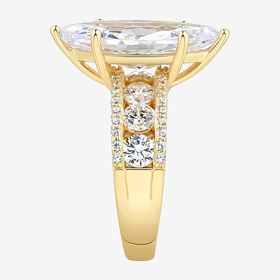 Signature By Modern Bride (H-I / Si2) Womens 6 1/2 Ct. T.W. Lab Grown White Diamond 10K Gold Marquise Side Stone Engagement Ring