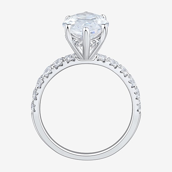 (H-I / Si2) Womens 4 3/4 CT. T.W. Lab Grown White Diamond 10K Gold Marquise Side Stone Engagement Ring