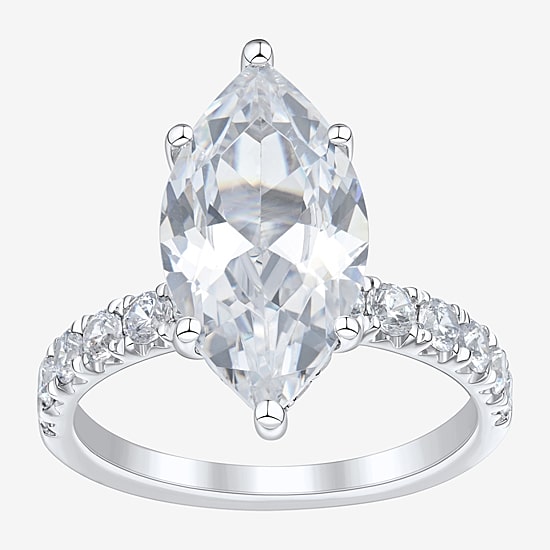 (H-I / Si2) Womens 4 3/4 CT. T.W. Lab Grown White Diamond 10K Gold Marquise Side Stone Engagement Ring