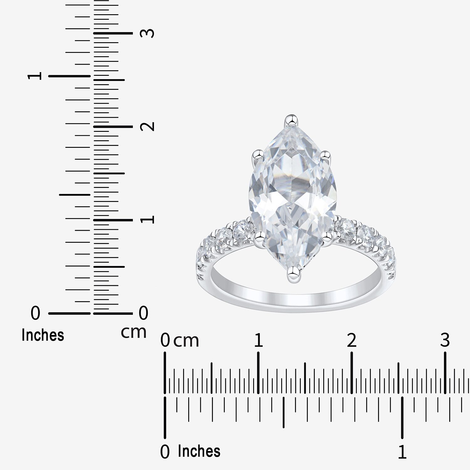 (H-I / Si2) Womens 4 3/4 CT. T.W. Lab Grown White Diamond 10K Gold Marquise Side Stone Engagement Ring