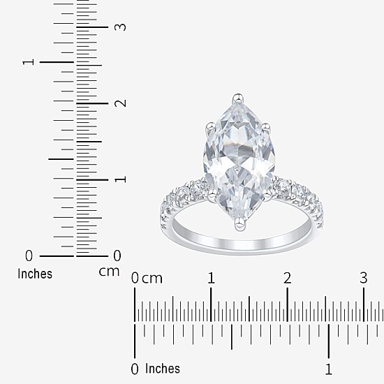 (H-I / Si2) Womens 4 3/4 CT. T.W. Lab Grown White Diamond 10K Gold Marquise Side Stone Engagement Ring