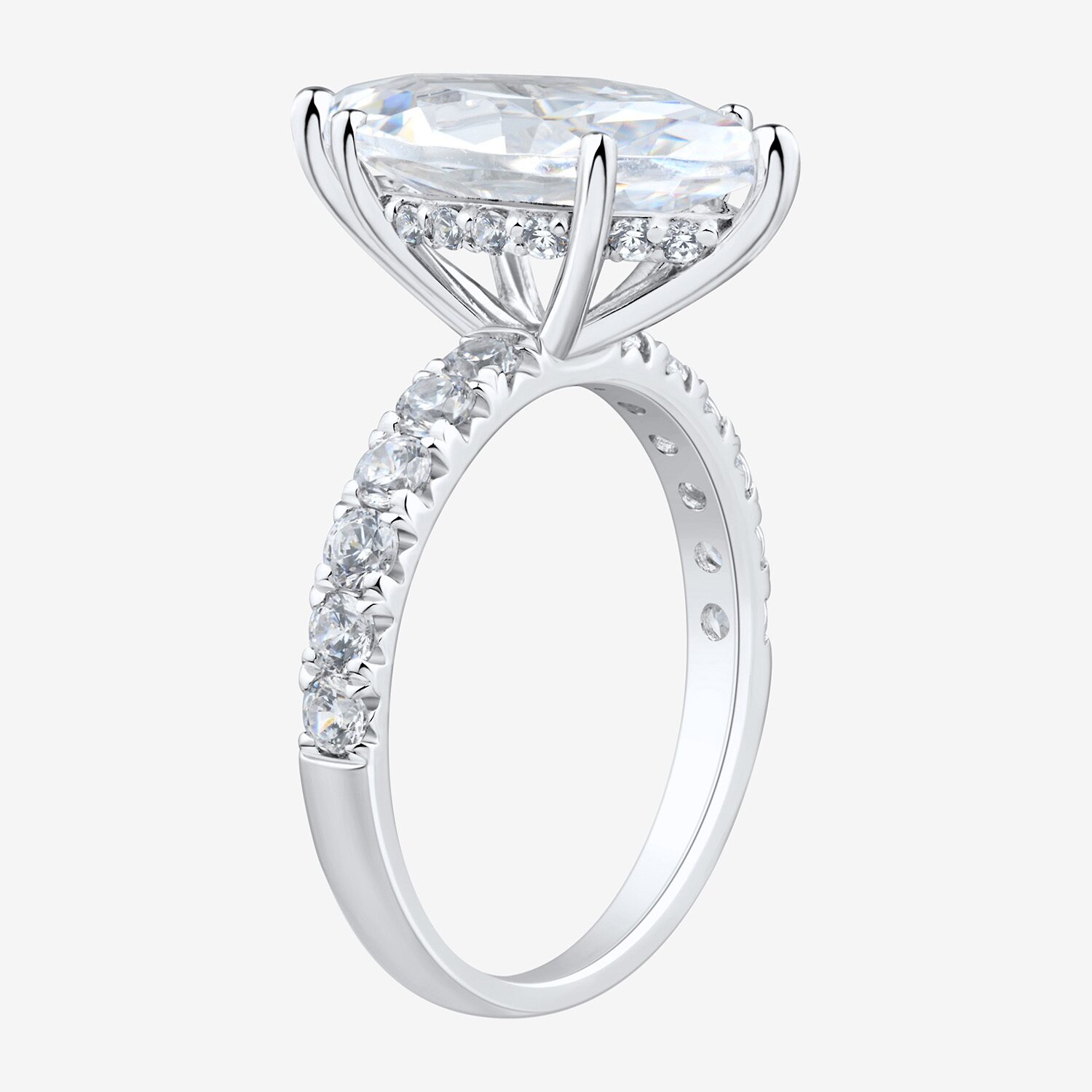 (H-I / Si2) Womens 4 3/4 CT. T.W. Lab Grown White Diamond 10K Gold Marquise Side Stone Engagement Ring