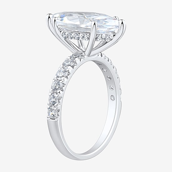 (H-I / Si2) Womens 4 3/4 CT. T.W. Lab Grown White Diamond 10K Gold Marquise Side Stone Engagement Ring