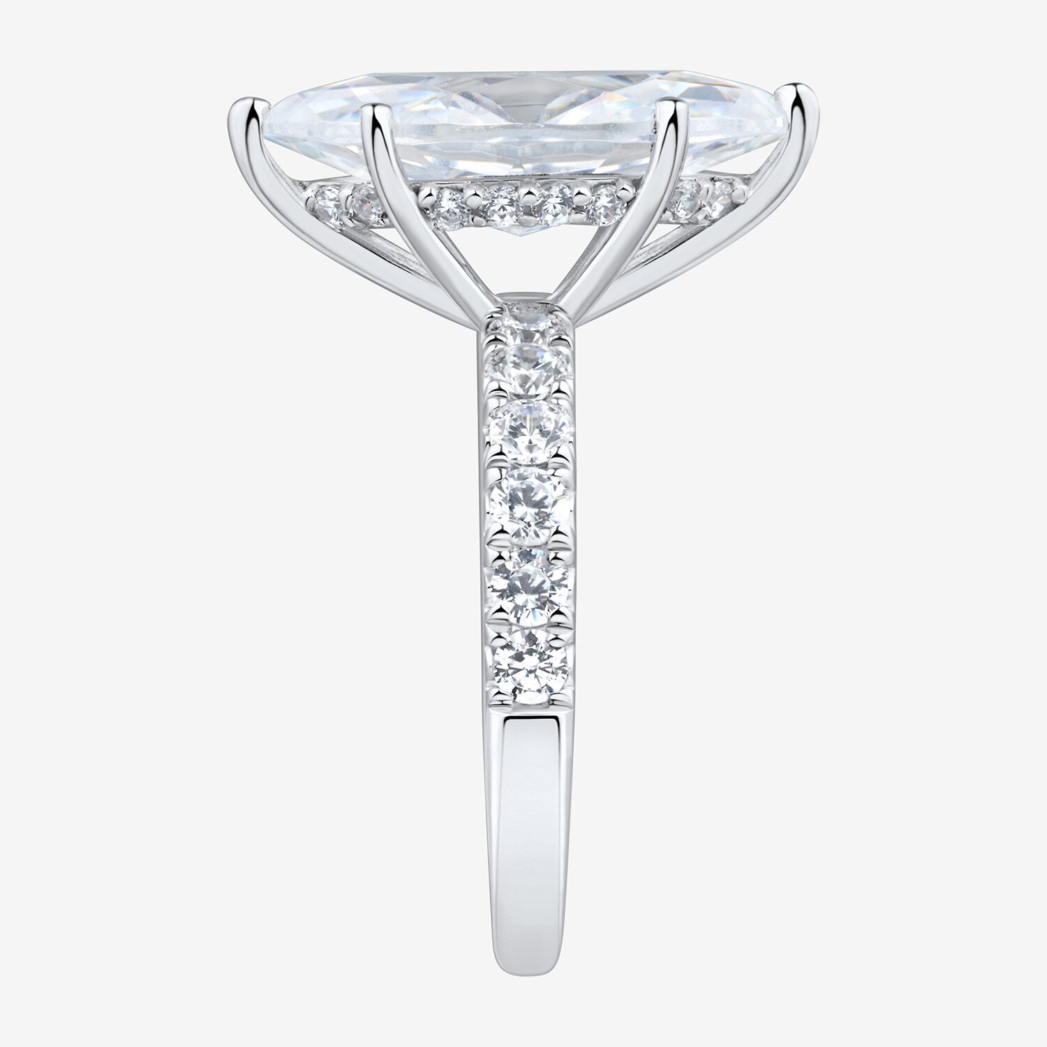 (H-I / Si2) Womens 4 3/4 CT. T.W. Lab Grown White Diamond 10K Gold Marquise Side Stone Engagement Ring