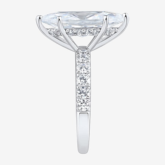 (H-I / Si2) Womens 4 3/4 CT. T.W. Lab Grown White Diamond 10K Gold Marquise Side Stone Engagement Ring