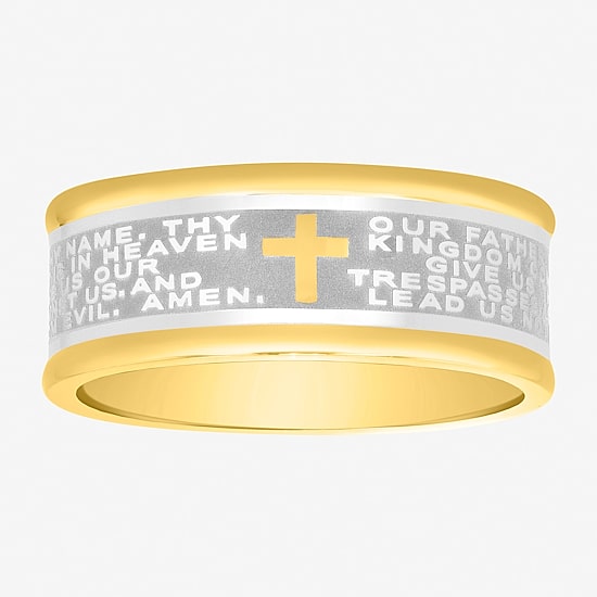 Religious Jewelry Cross Mens 9M Stainless Steel Wedding Band