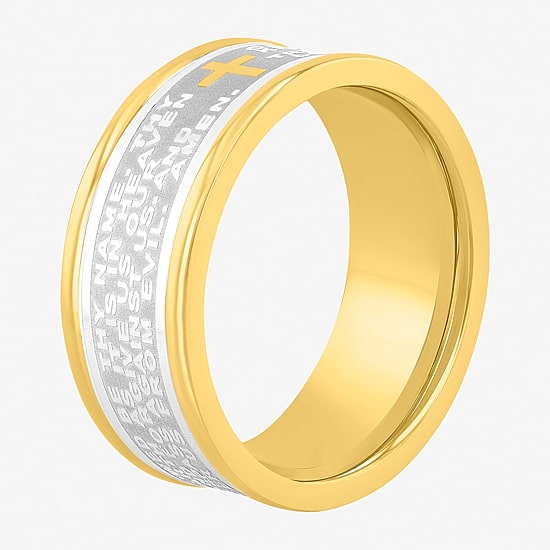 Religious Jewelry Cross Mens 9M Stainless Steel Wedding Band