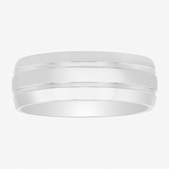 Mens 8MM Stainless Steel Wedding Band