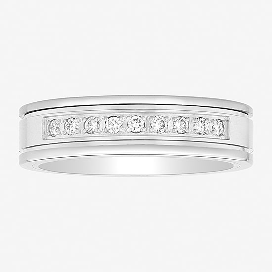 (H / Si2-I1) Mens 6MM 1/5 CT. Lab Grown White Diamond Tungsten Wedding Band