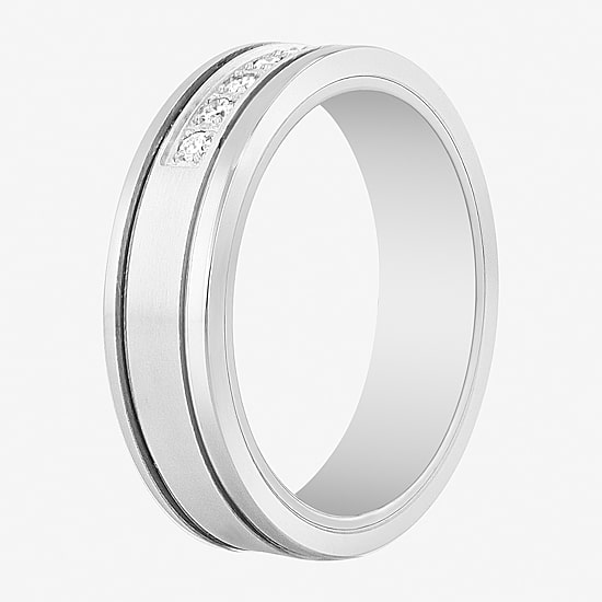 (H / Si2-I1) Mens 6MM 1/5 CT. Lab Grown White Diamond Tungsten Wedding Band