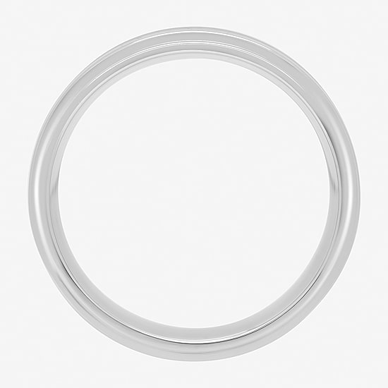 (H-I / I2-I3) Mens 8MM 1/10 CT. T.W. Natural White Diamond Stainless Steel Wedding Band