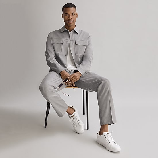 J. Ferrar Heather Twill Mens Straight Fit Flat Front Pant