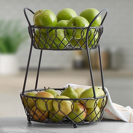 Gourmet Basics by Mikasa Loop And Latice 2 Tier Basket Rectangular Basket